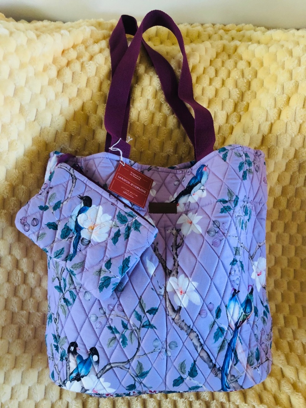 Just in NWT Maison d’ Hermine Quilted Tote Bag in Osaka w/ Matching Pouchette